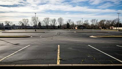 Empty Parking Lot on a Cloudy Day.