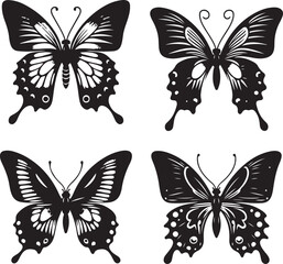 Butterflies Icon Silhouette Vector In White Background