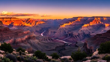 Grand Canyon National Park at Sunset - A Majestic Landscape.
