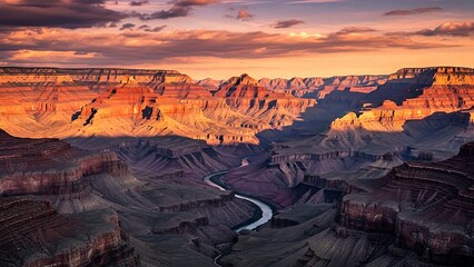 Grand Canyons Majestic Sunset - A Rivers Journey Through Time.