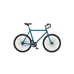 Fototapeta premium Flat, simplified illustration of a blue bicycle on a white backdrop