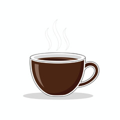 Obraz premium A brown coffee cup with steam rising from it, sitting on a white background