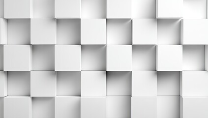 Obraz premium Geometric pattern of raised and recessed white cubes creating a textured surface