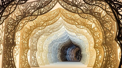 Intricate Paper Cut Art Tunnel - A Journey Through Layers of Light.