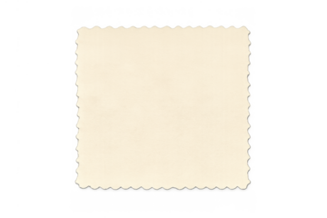 Blank vintage paper frame with scalloped edge on transparent background, representing retro template or empty photo border