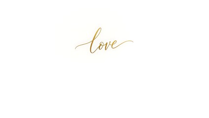 Elegant golden love inscription on a clean white background