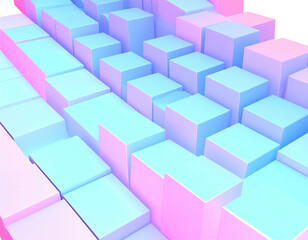 A 3D rendered gradient of pastel-colored cubes arranged in a visually appealing, ascending and descending pattern