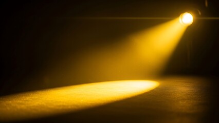 Dramatic spotlight illuminates a dark stage, creating a captivating scene.