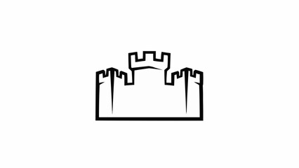 Simple Line Art Castle Icon Symbol. © Hini