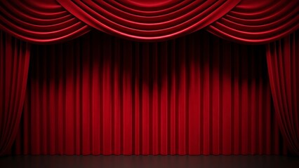 Elegant Red Velvet Theater Stage Curtains with Dramatic Draping.