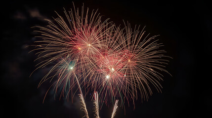 Colourful fireworks exploding in the night sky