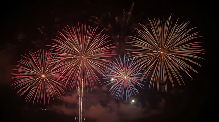 Colourful fireworks exploding in the night sky
