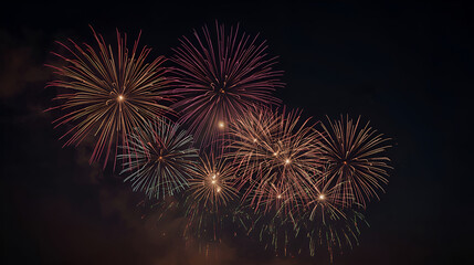 Colourful fireworks exploding in the night sky