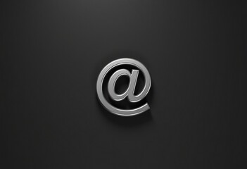 3d illustration of an e-mail symbol on a black background featuring a metallic mail icon button for business web communication and internet message contact address design