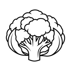 Broccoli vector illustration black white outline