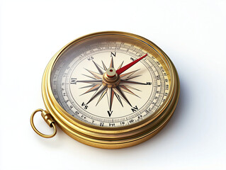 Vintage Gold Compass on White Surface with Detailed Compass Rose