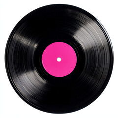 Black Vinyl Record with Bright Pink Center Record Label Design