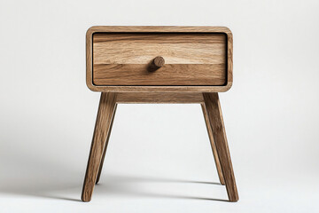 Elegant Wooden Nightstand with Single Drawer and Tapered Legs