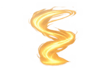 Glowing golden energy vortex swirling upwards with light effects, representing motion, power, and magic on transparent background