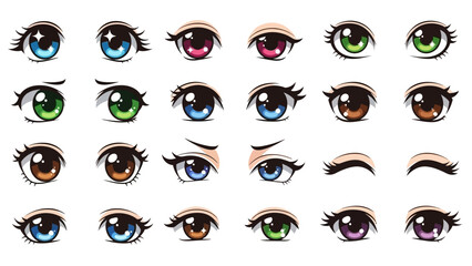 Collection of diverse cartoon eyes with various iris colors