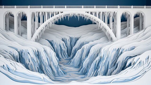 Icy Bridge and Frozen Landscape - A Winter Wonderland.