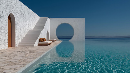 Modern Coastal Architecture with Infinity Pool and Arched Design