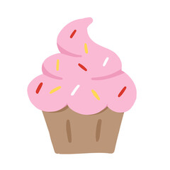 Pink Cupcake Illustration with Sprinkles