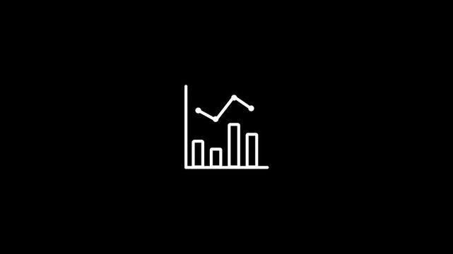 Animated mixed analytics chart icon with bar graph and line trend for performance measurement