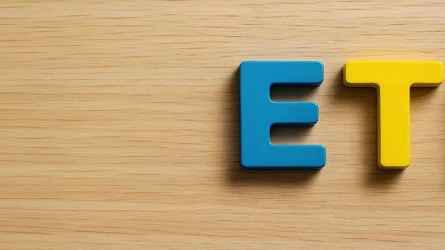 ETF Letters in Primary Colors on Wooden Background