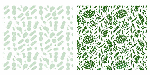 Fototapeta premium Abstract botanical patterns light green and dark green foliage designs