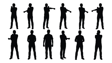 Diverse group of men in various poses shown as dark shapes a striking silhouette © BIPUL