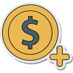 Obraz premium Dollar Coin and Plus Sign Icon - Finance and Growth