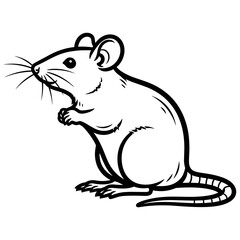 Obraz premium Delicate Mouse Profile: A detailed outline of a small mouse, its whiskers twitching with curiosity, standing attentively