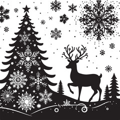 christmas background with deer