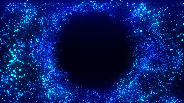 青く輝くパーティクルが漂う抽象背景ループ / Blue Glowing Particle Abstract Background Loop