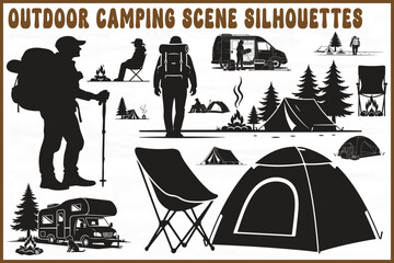 set of camping elements