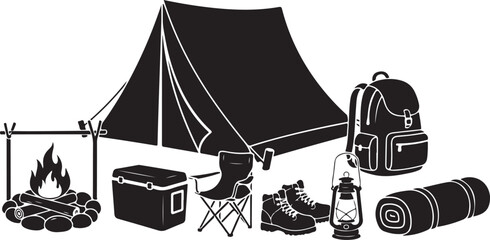 set of camping elements