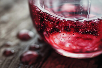 Close-Up of Cloudy Natural Red Wine with Bubbles