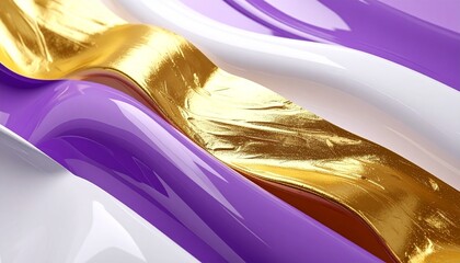 エレガントで高級感のある抽象画、イラスト素材（ヴァイオレット、ホワイト、ゴールド）