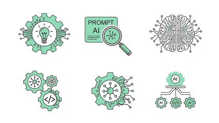 Artificial Intelligence Concept with Gears and Symbols.