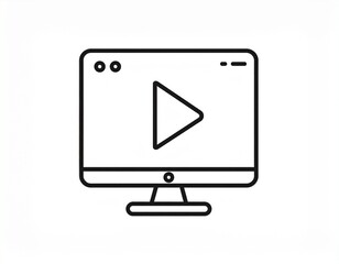 Computer monitor displaying a play button icon, symbolizing digital media and video playback capabilities