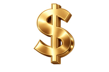 Obraz premium Golden dollar sign symbol representing currency, wealth, finance, and investment success on a transparent background