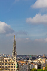 Obraz premium Gothic architecture of a cathedral rises above the Brussels skyline
