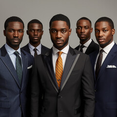 "Confident Business Team in Formal Suits Standing Together"