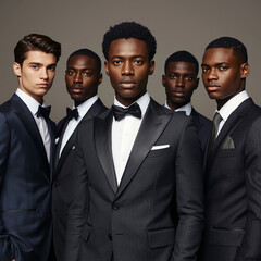 "Confident Business Team in Formal Suits Standing Together"