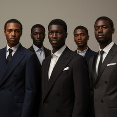 "Confident Business Team in Formal Suits Standing Together"