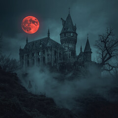 Dark Fantasy Haunted Mansion at Night