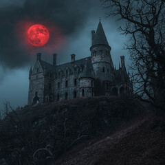 Dark Fantasy Haunted Mansion at Night