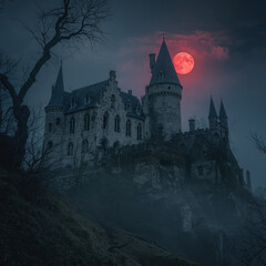 Dark Fantasy Haunted Mansion at Night