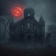 Dark Fantasy Haunted Mansion at Night